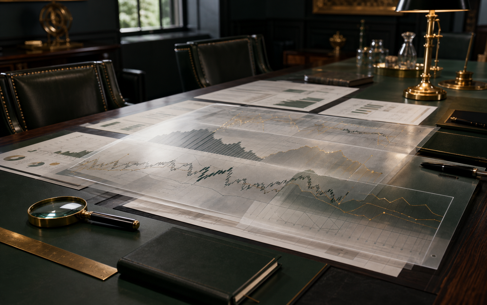Institutional research table with layered market mechanics analysis